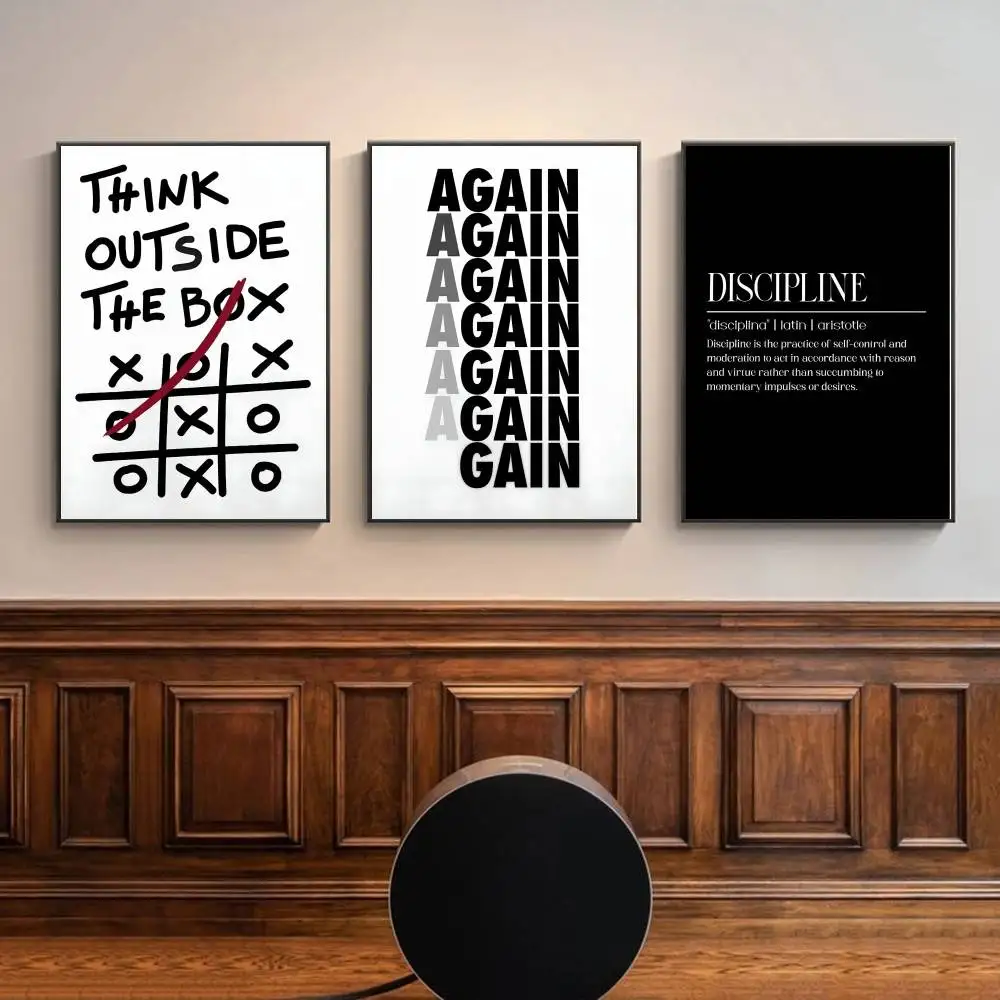 Home Office Room Inspiration - 검은색과 흰색을 사용한 영감을 주는 문구가