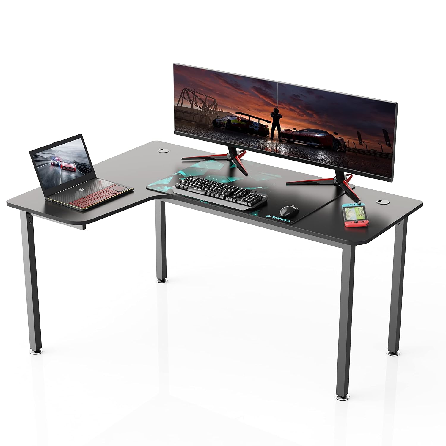 Home Office Work Table - 60인치 블랙 L자형 코너 책상, 가정용