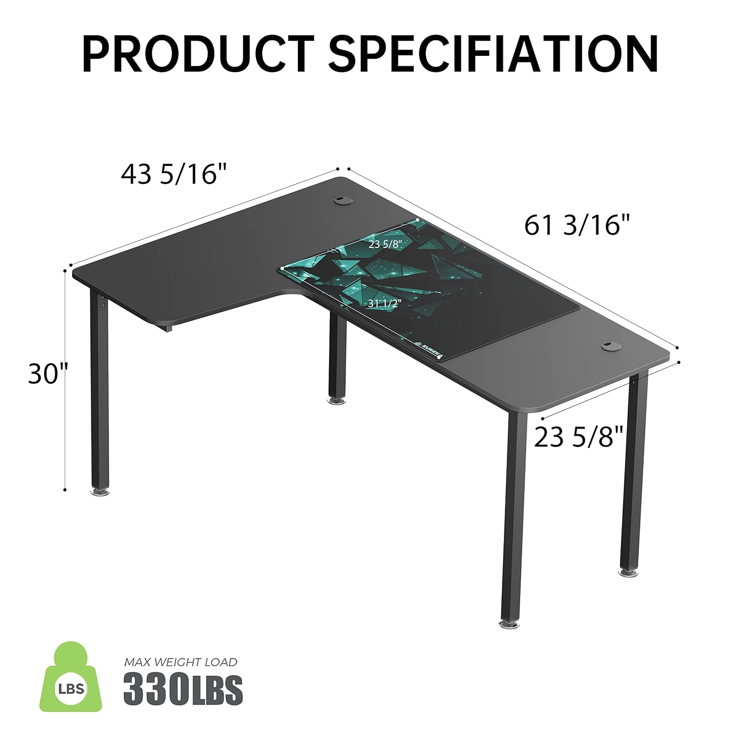 60인치 블랙 L자형 코너 책상, 가정용 사무실, 게임 - Home Office Work Table 리뷰 및 가격