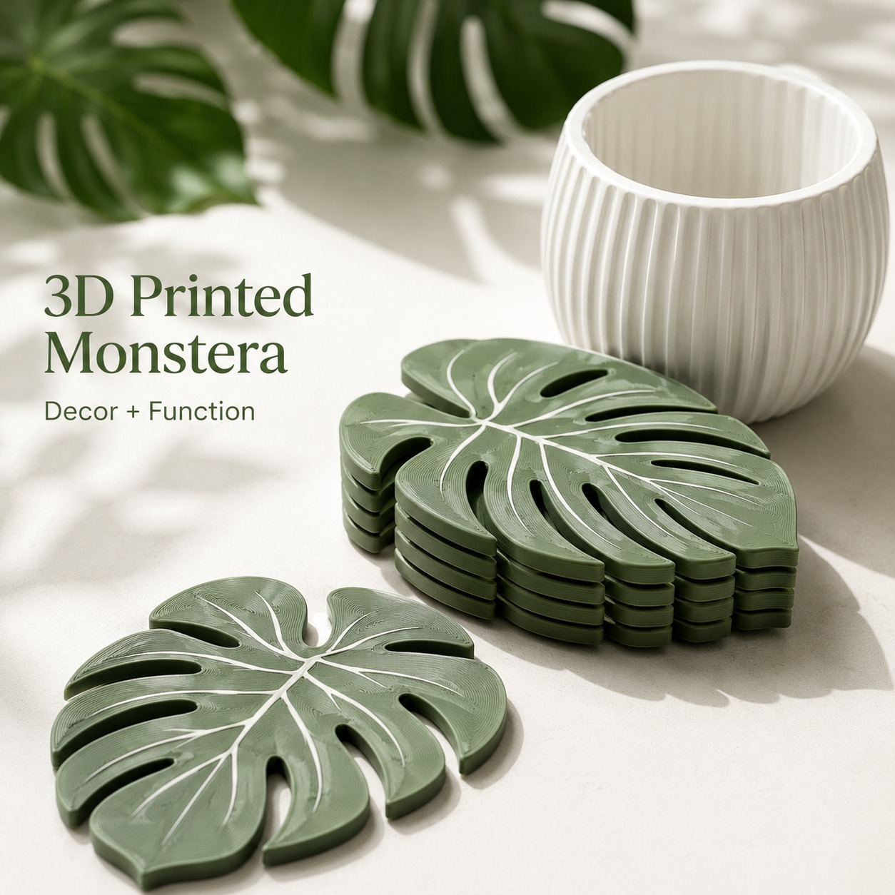 몬스테라 식물 코스터 3D 프린팅 잎사귀 코스터 세트  - Home Office Layout 리뷰 및 가격