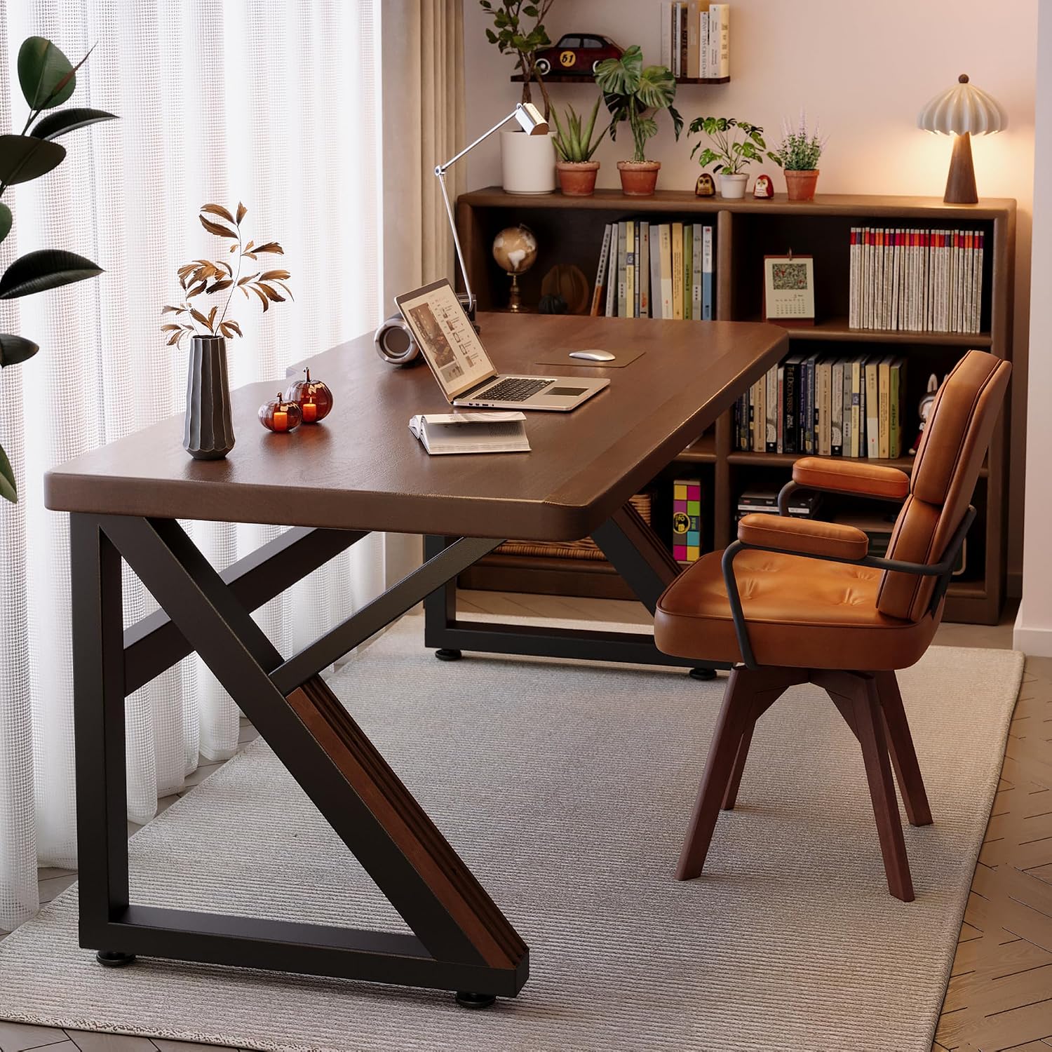55인치, 천연 목재 소재의 컴퓨터 책상, 러스틱 스타 - Home Office Work Table 리뷰 및 가격