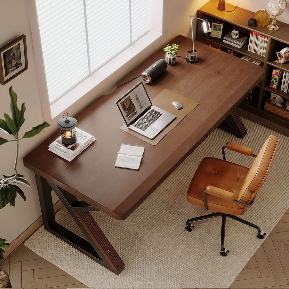 55인치, 천연 목재 소재의 컴퓨터 책상, 러스틱 스타 - Home Office Work Table 리뷰 및 가격