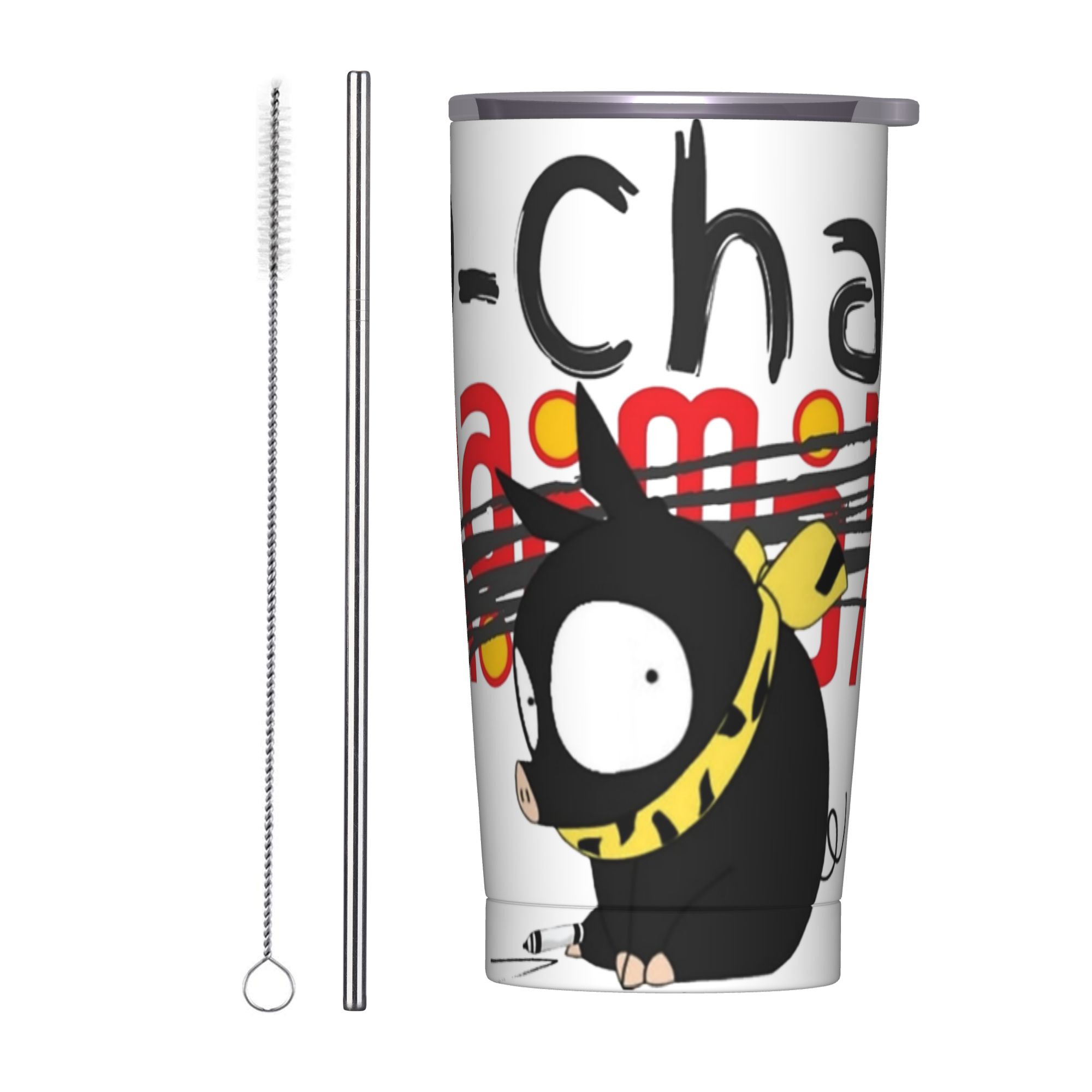 P-Chan Ranma 로고 절연 텀블러(빨대 포함)  - Home Office Logo 리뷰 및 가격