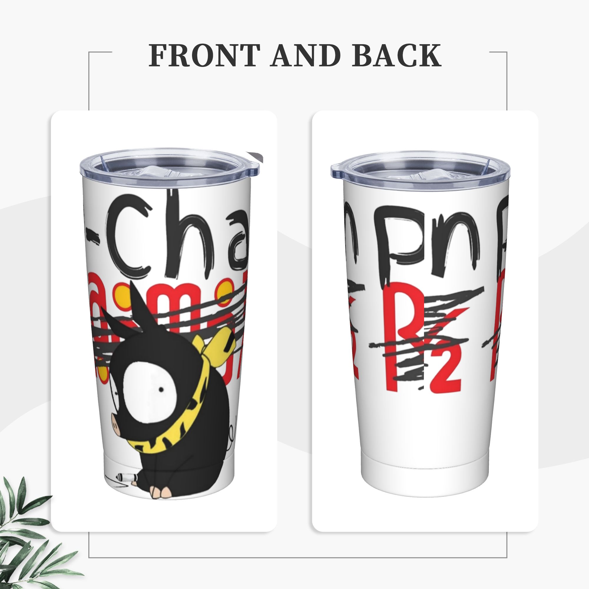 P-Chan Ranma 로고 절연 텀블러(빨대 포함)  - Home Office Logo 리뷰 및 가격